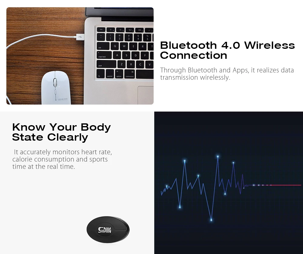 SunDing Bluetooth 4,0, беспроводной монитор сердечного ритма, нагрудный ремень, беспроводной Браслет, Bluetooth, пояс для сердечного ритма, Уличное оборудование для фитнеса