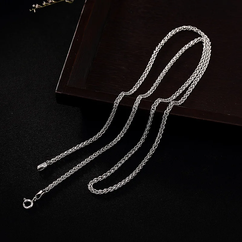 

L&P New Fashion Available Real 925 Sterling Silver Chain Necklace Womens Mens Free shipping Woven Chain 45cm 18 inch Jewelry