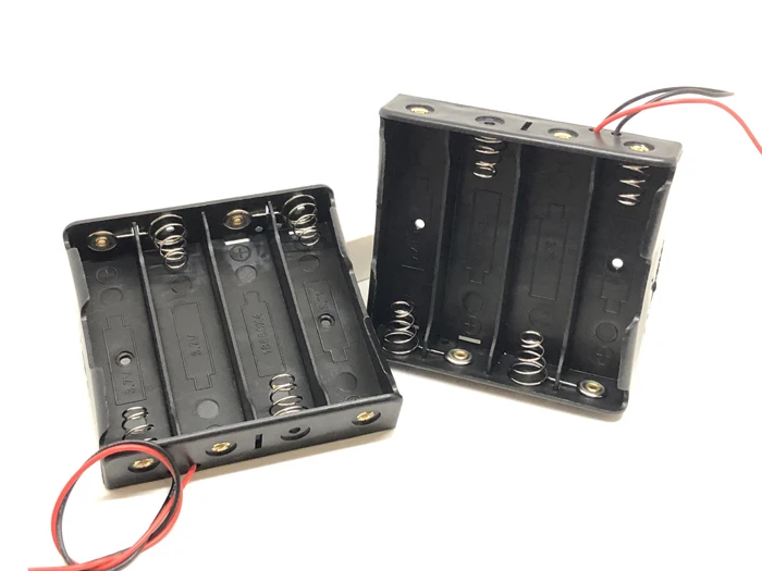 

30pcs/lot Black Plastic Battery Case Cover 4 x 18650 Batteries Holder Storage Box With 6" Wire Leads