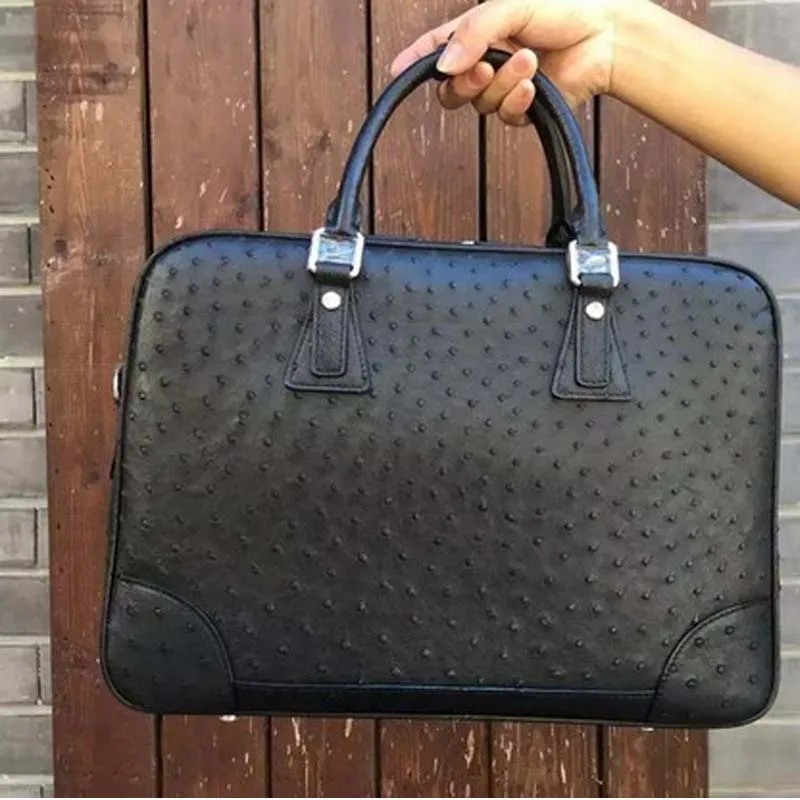 

Новый мужской портфель yongliang из страусиной кожи, мужской деловой портфель на одно плечо, мужская сумка-мессенджер, мужская сумка-Страус