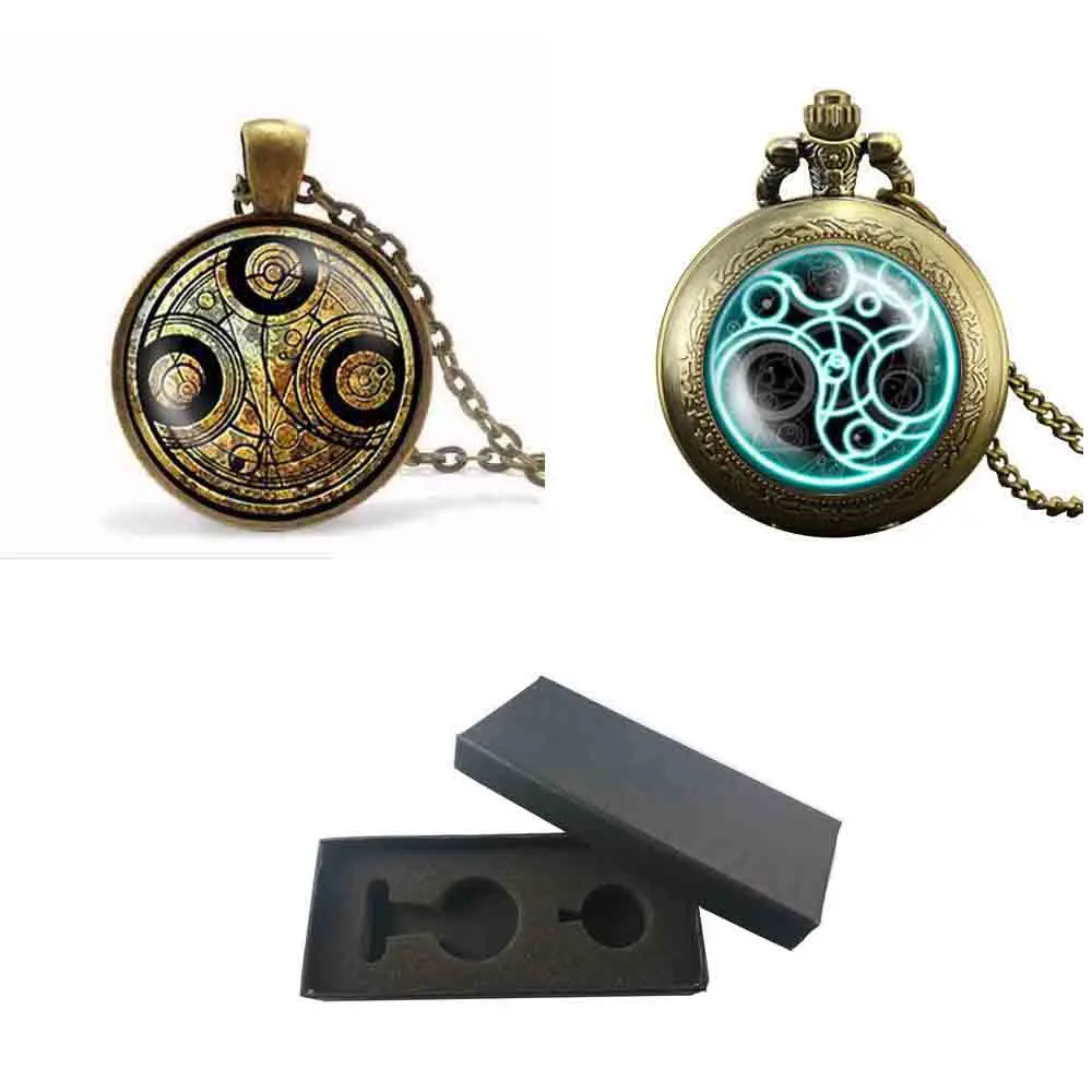 Доктор Кто Кулон ожерелье кварцевые карманные часы 1 комплект Подарочная коробка