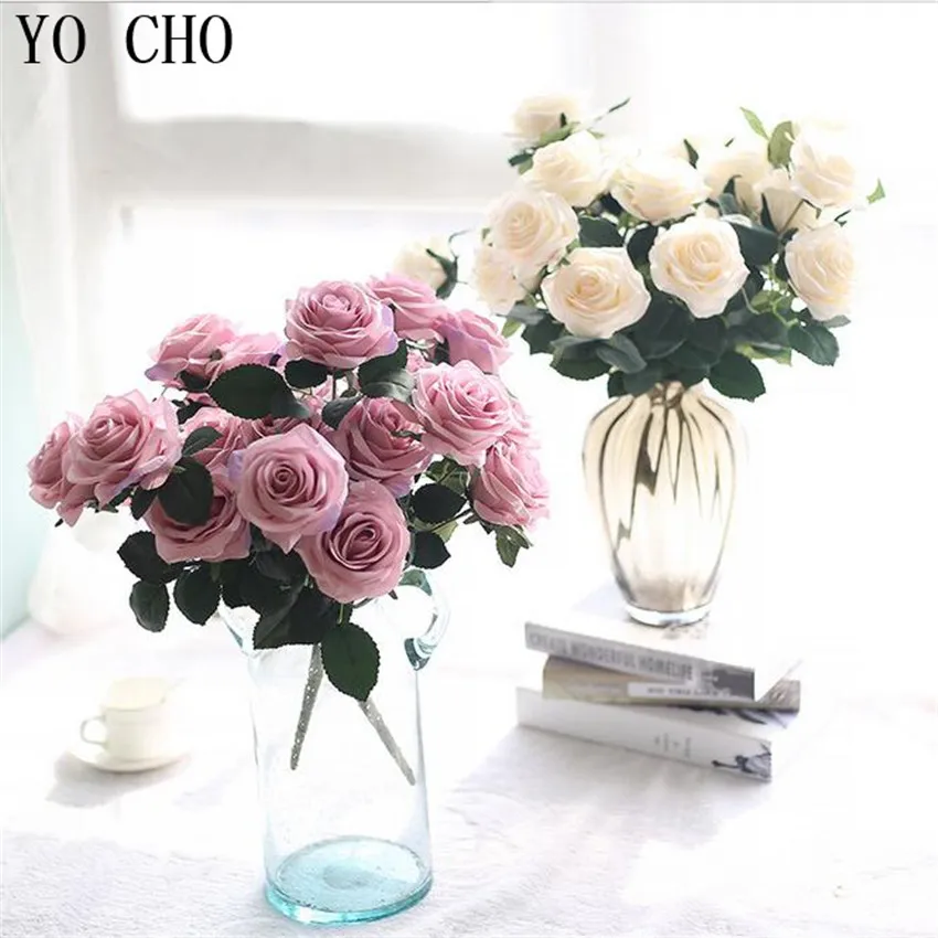 YO CHO Искусственные цветы розы шелковое свадебное украшение искусственные букеты