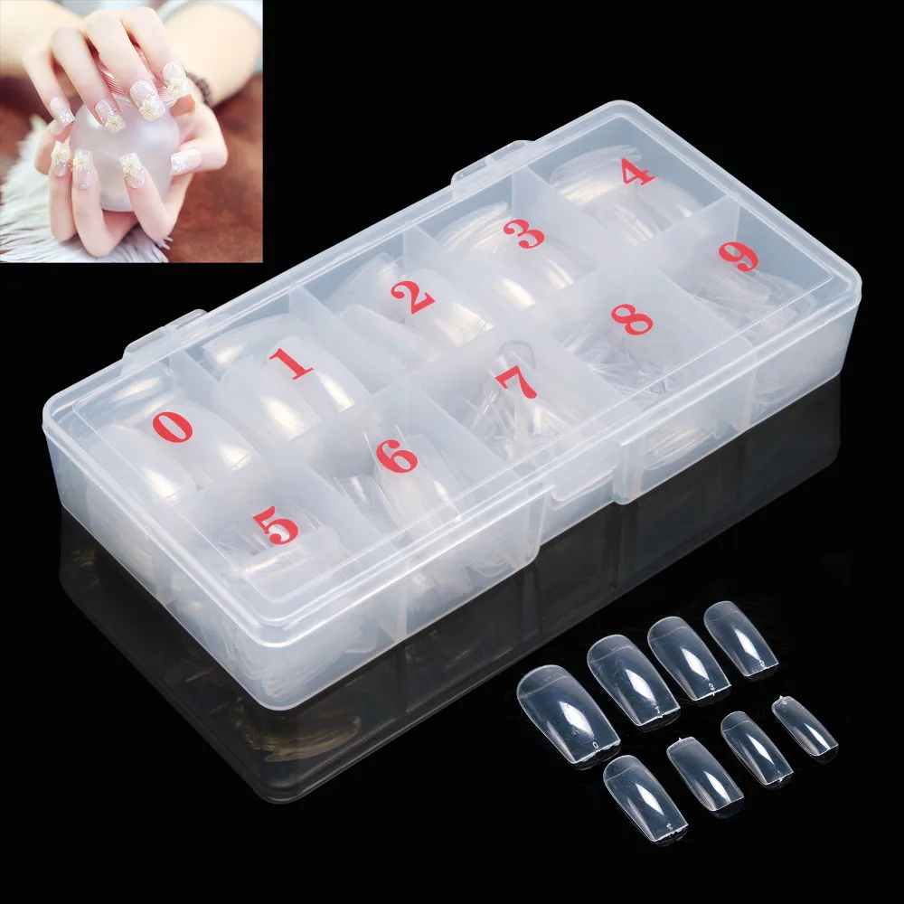 500 шт. полностью круглые накладные ногти акриловые УФ гель прозрачный белый