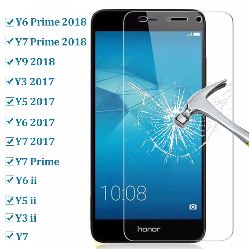 Защитное стекло на huawei Y6 Y7 Prime 2018 Y 5 6 7 9 2017 prime ii защитное протектор экрана из