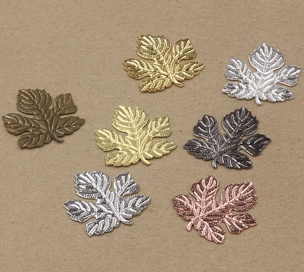 

29x32mm Vintage Maple Leaf Shape Wraps Connectors Links Hair Clasp Bu Yao Accessories DIY Findings Multi-color Plated Metal