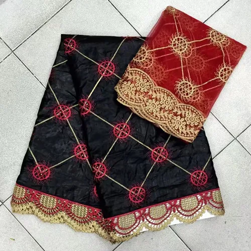 2017 New Fashion African bazin riche getzner Lace Fabric High Quality Embroidery 2yards mesh tulle net lace fabric set! red | Дом и сад