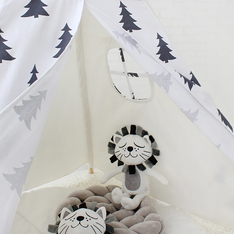Детская палатка Tipi с черным деревом игровой домик для детей хлопок Wigwam холст