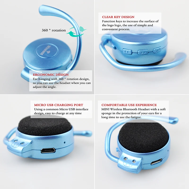 Ersuki мини Bluetooth наушники Беспроводные Спортивная гарнитура Наушники вкладыши с