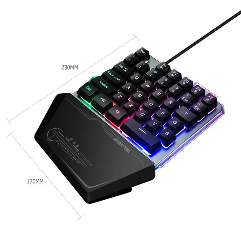 G40 одна рука USB профессиональная Проводная 35 клавишная игровая клавиатура RGB светодиодный подсветка клавиатура для PUBG ПК компьютер