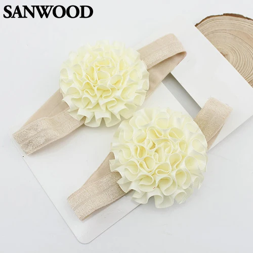 2 шт. сандали обувь для новорожденных лента цветов босиком сандалии носок детские