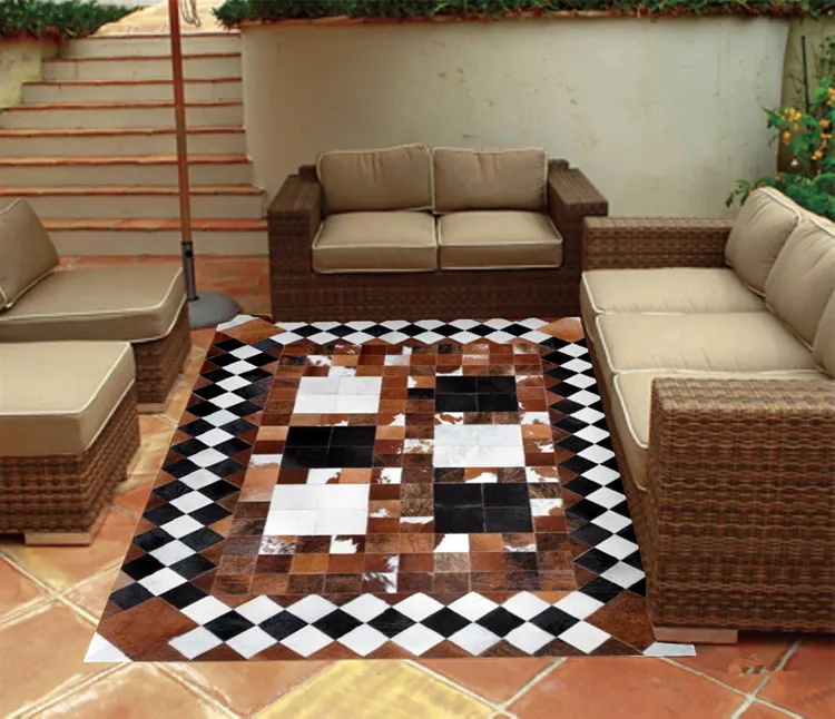 

Fashionable art carpet 100% natural genuine cowhide leather cow leather rug