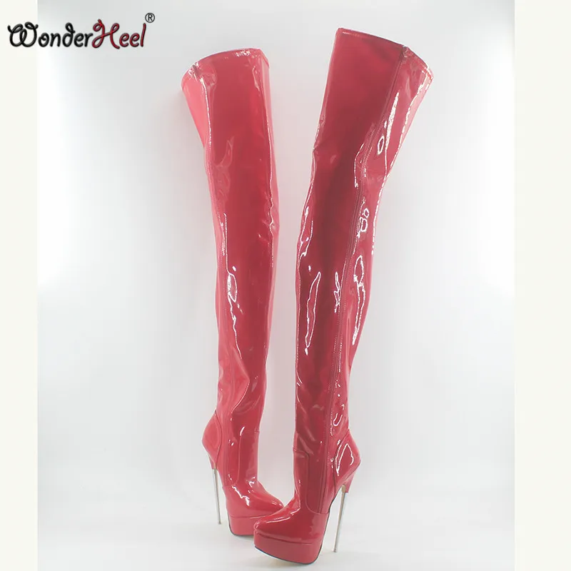 Wonderheel/Новые облегающие высокие сапоги на очень высоком каблуке 18 см и шпильках