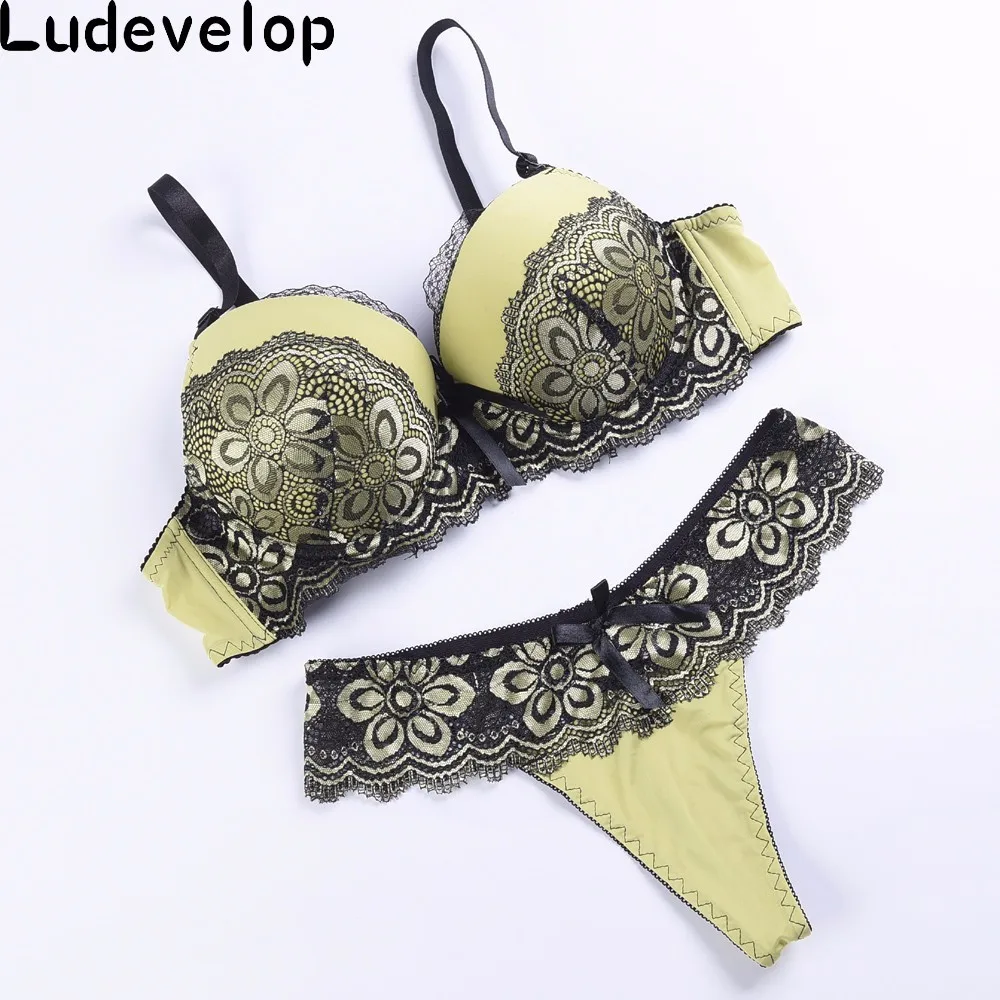 Женский кружевной комплект ludemaw хлопковый с бюстгальтером и трусиками нижнее