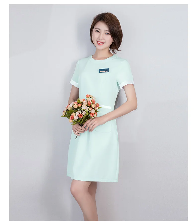 dress green Новинка, корейский стиль, Медицинские костюмы, одежда для салона красоты, спецодежда, униформа, оздоровительный клуб, техники, комплекты одежды для работы, стоматологический комбинезон для персонала клиник - Цвет: dress green