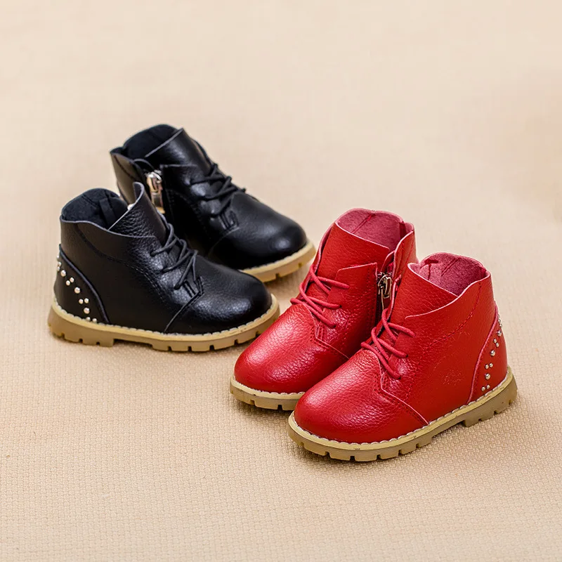 2015 зима новый мальчиков и девочек детей кожаные сапоги одиночные ботинки детская