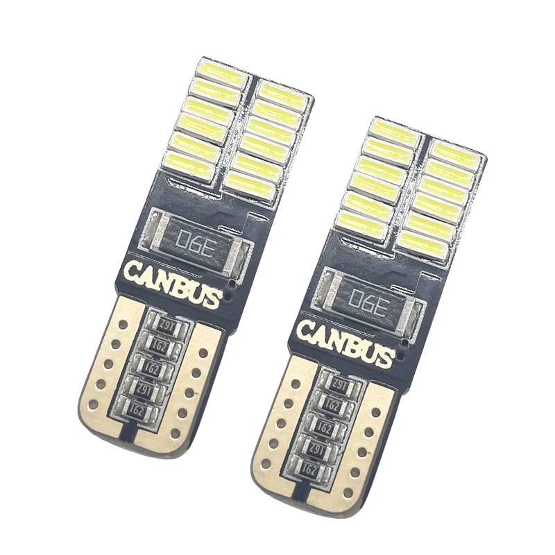 2 шт. лампа для багажника led T10 24 SMD 3014 чипов Больше цветов CanBus w5w подсветка