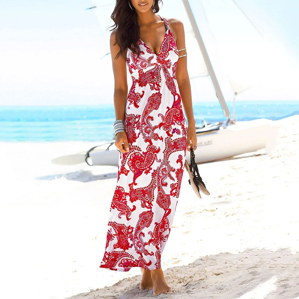 Женское платье с V образным вырезом без рукавов|Женские платья| |