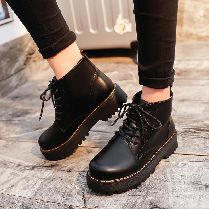 Женские мотоциклетные ботинки Martin Size35 40 с круглым носком на платформе весна