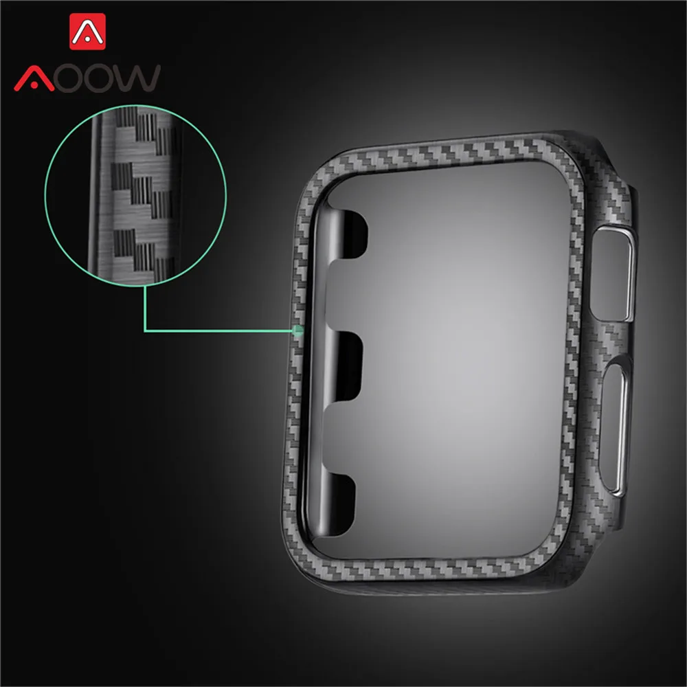 Защитный чехол из углеродного волокна для Apple Watch 38 мм 40 мм 42 мм 44 мм PC Frame полная защитная крышка бампер ремешок для iwatch 1 2 3 4