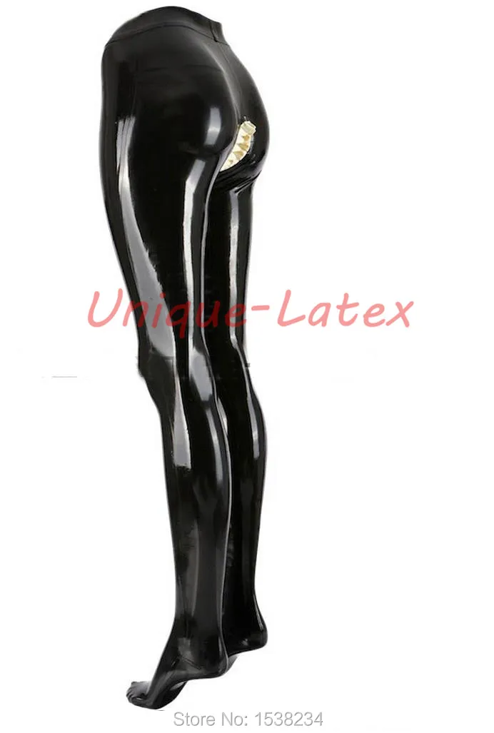 Пикантные латексные колготки с рюшами резиновые брюки промежностью черные Gummi