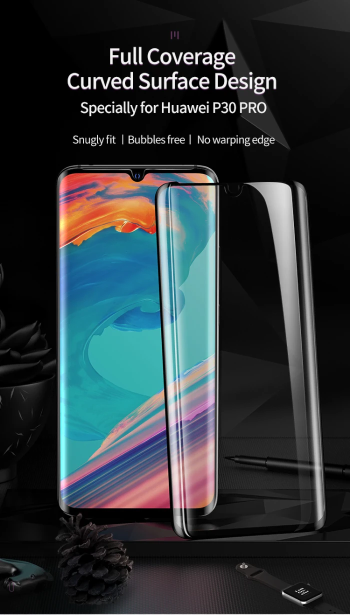 Benks X PRO+ Защитная пленка из закаленного стекла 9H HD защита экрана изогнутая поверхность 0,3 мм для huawei P30 PRO