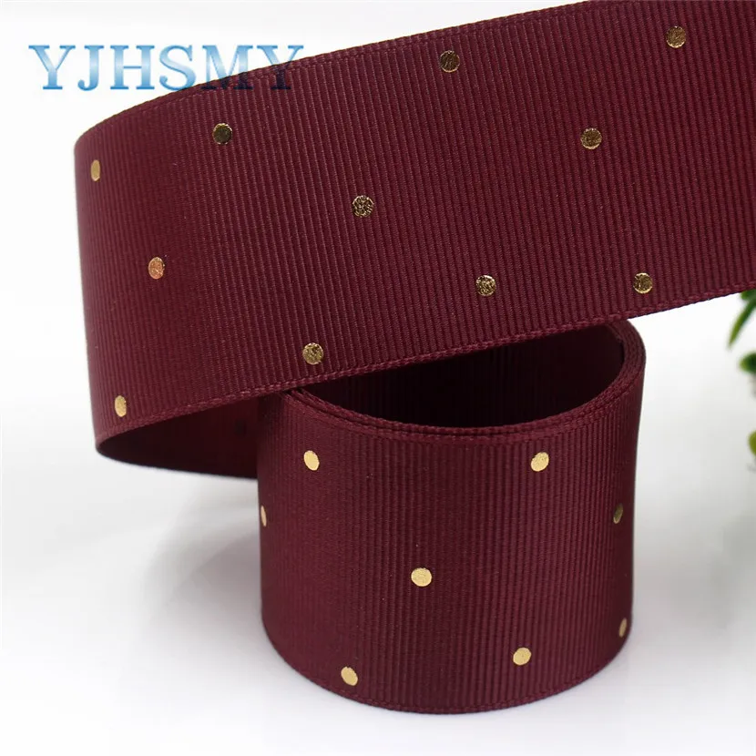 I-19407-878 YJHSMY I-19407-862, 5 ярдов, горячая Распродажа 38 мм сплошной цвет точка горячего тиснения корсажные ленты, Бант колпачок DIY аксессуары украшения - Цвет: I-19407-878
