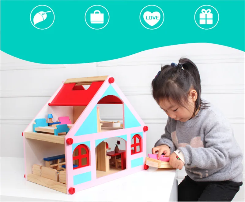 DIY кукольный домик с миниатюрная мебель Наборы Для Куклы kawaii собраны деревянный кукольный игра понарошку в дом игры головоломки игрушки для детей, подарки