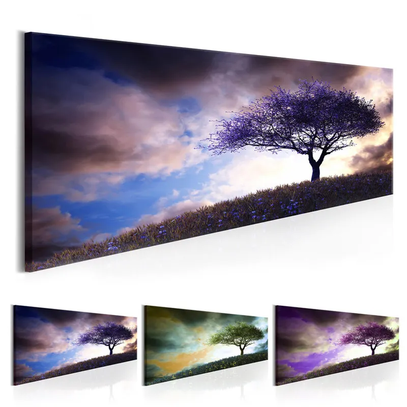 

Violet Tree Canvas Painting Color Cloud Posters and Prints Landscape Wall Art Pictures for Living Room Modern Home Office Decor