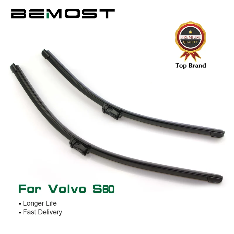 

BEMOST Car Wiper Blades Natural Rubber For Volvo S60 Model Year From 2000 To 2018 Fit Push Button/U Hook/Pinch Tab Arms Styling