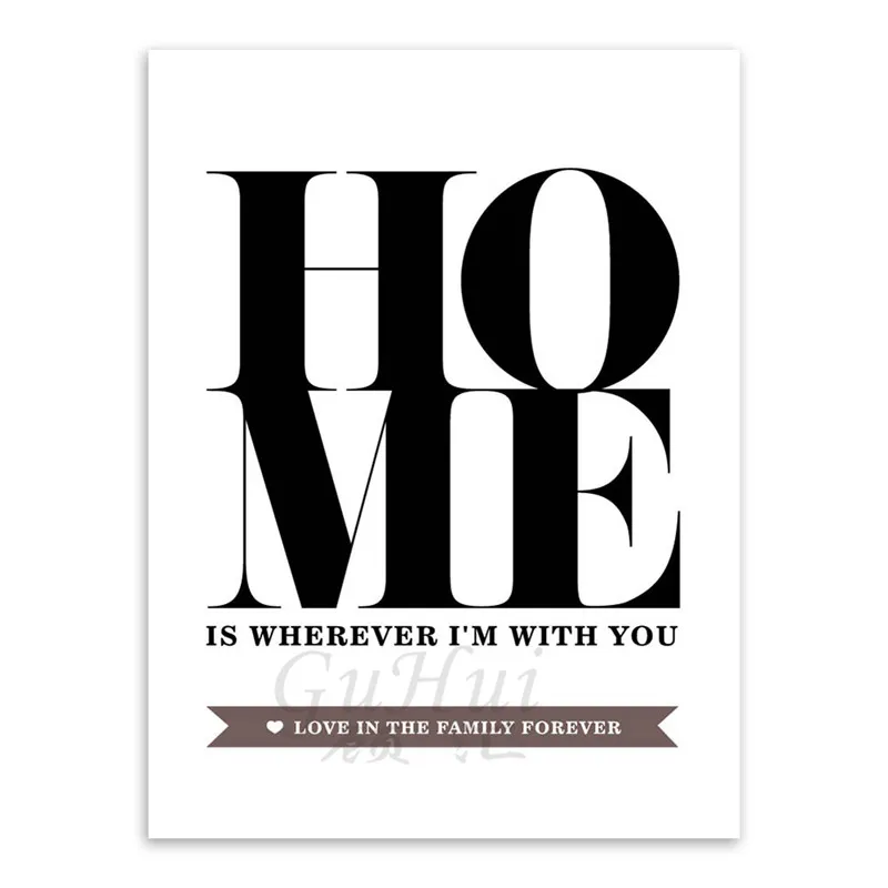 Минималистичный черный и белый английский буквенный домашний плакат с цитатами