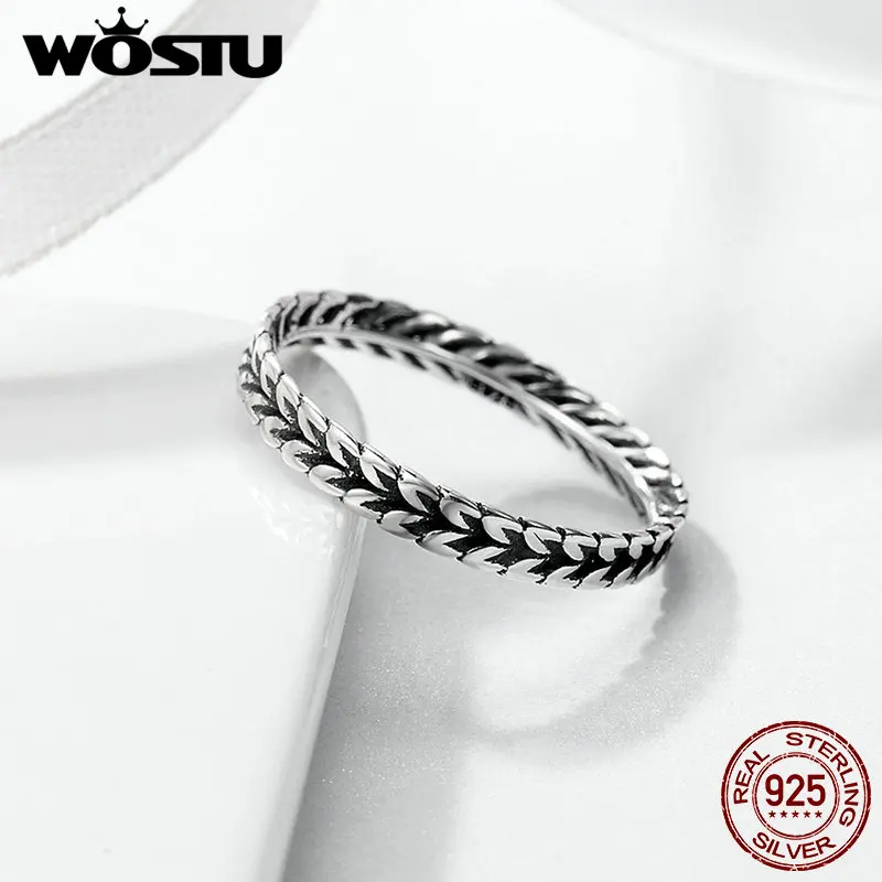 Женское Винтажное кольцо WOSTU Stackable из 100% стерлингового серебра 925 пробы с