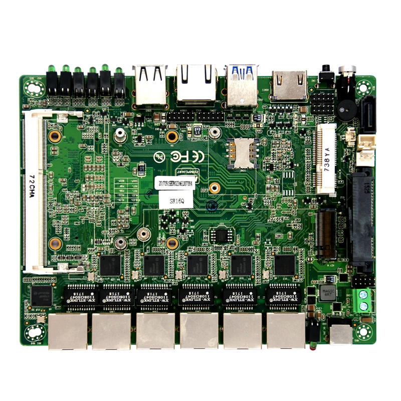 Материнская плата 6LAN для мини-ПК с 4th i3/i5/i7 2G/4G/8G RAM 1 * COM 4 USB опционально Wifi/64G/128G/256G