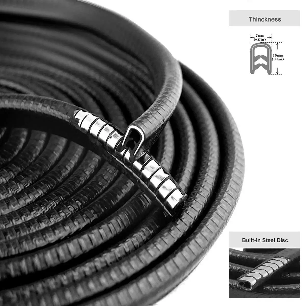 

13Ft(4M) U Shape Car Door Seal Strip Rubber Edge Trim Auto Door Guard Protector Strips For Most Cars Boat and Grip Range