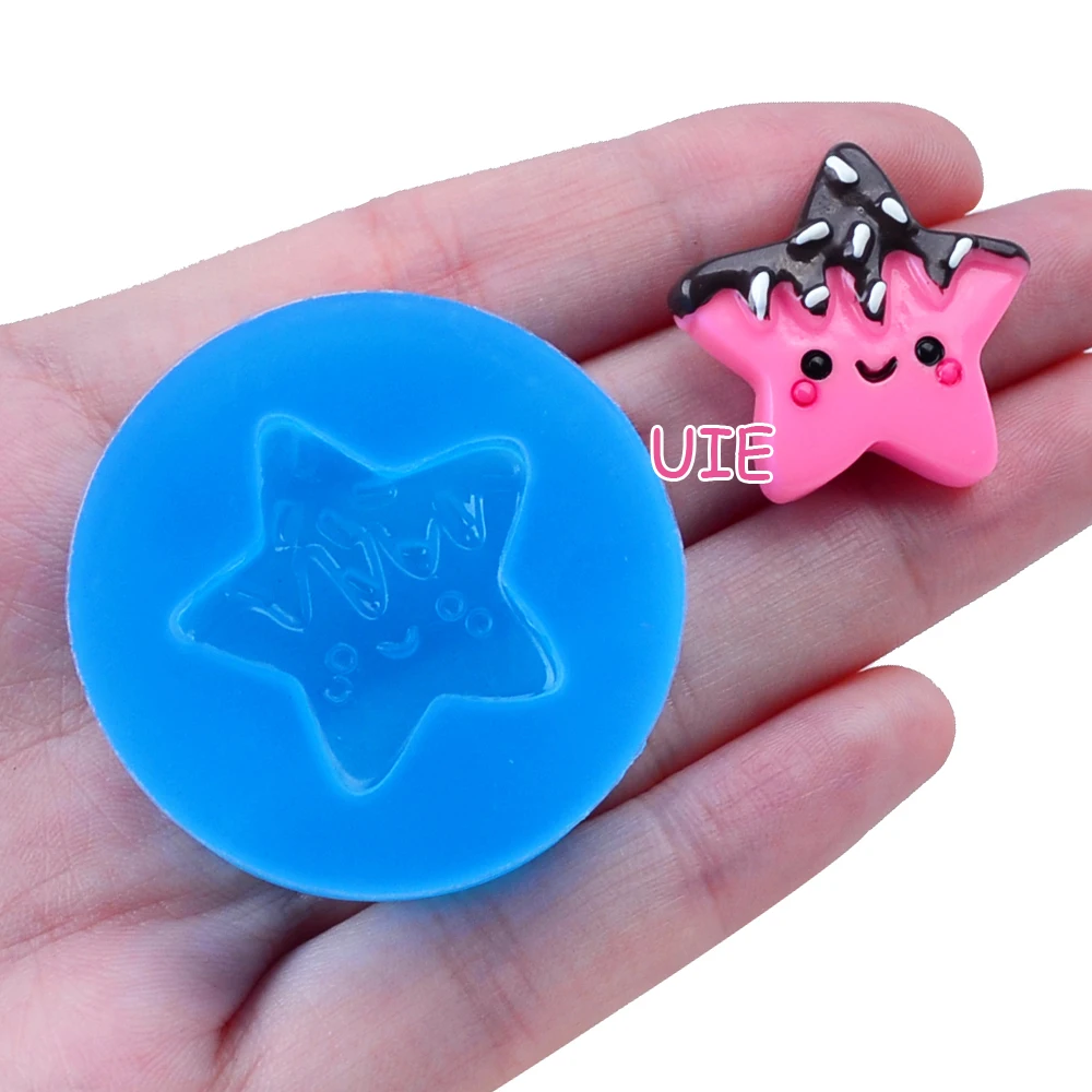 XYL215U 26.6mm Kawaii Smiley Star Ice Cream Cake Silicone Mold - for Fondant Topper Chocolate Jewelry Candy Resin Clay | Дом и сад