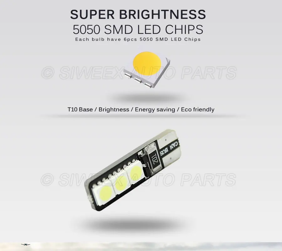 10x12 в лезвие 194 W5W T10 6 SMD светодиодный 5050 Canbus без ошибок автомобильные задние