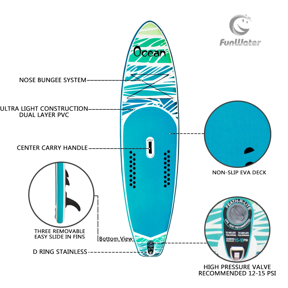 Надувная доска для серфинга Sup Board набор весла 320*84*15 см с рюкзаком поводком