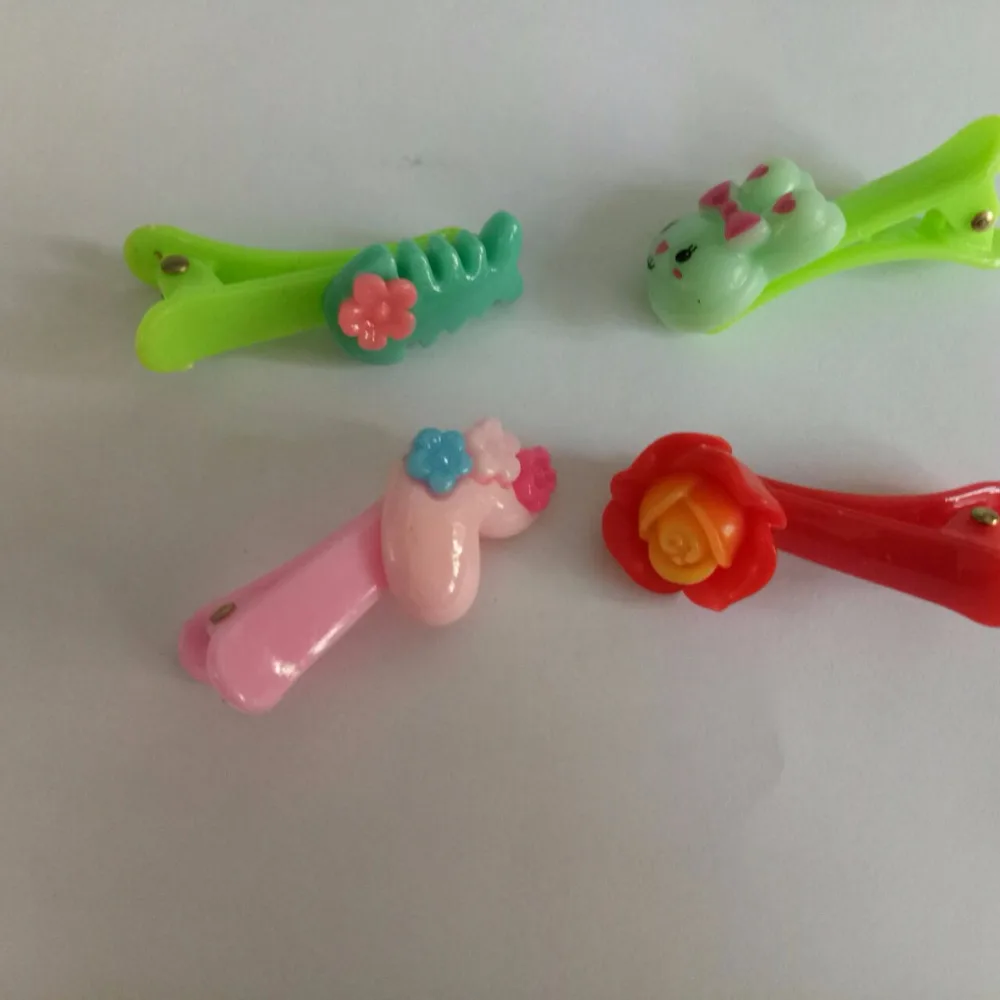 10PCS headwear Girls Hair Accessories Animal Clip Hairpin Rabbit Flower Barrettes hairpins Princess Resin |