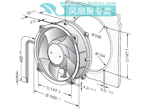 

German import EBM 20cm W1G180-AB31-10/09 24V93W length 200* width 200* thickness of 70mm ultra violent fierce wind type fan