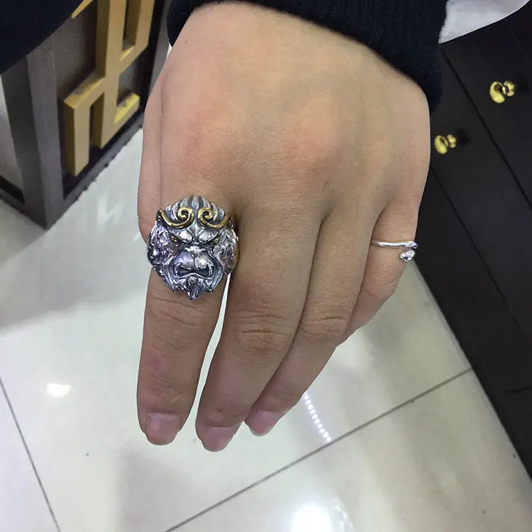 925 пробы Серебряное кольцо с черепом скелетом реальные S925 тайский Серебряные кольца для Для женщин стерлингового серебра ювелирные изделия мужские Для мужчин Регулируемая Размеры
