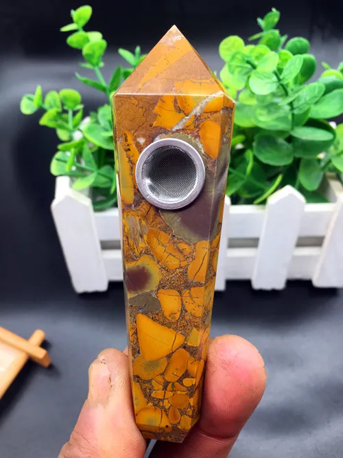 100mm African natural quartz crystal bamboo leaf stone smoking pipe. | Дом и сад