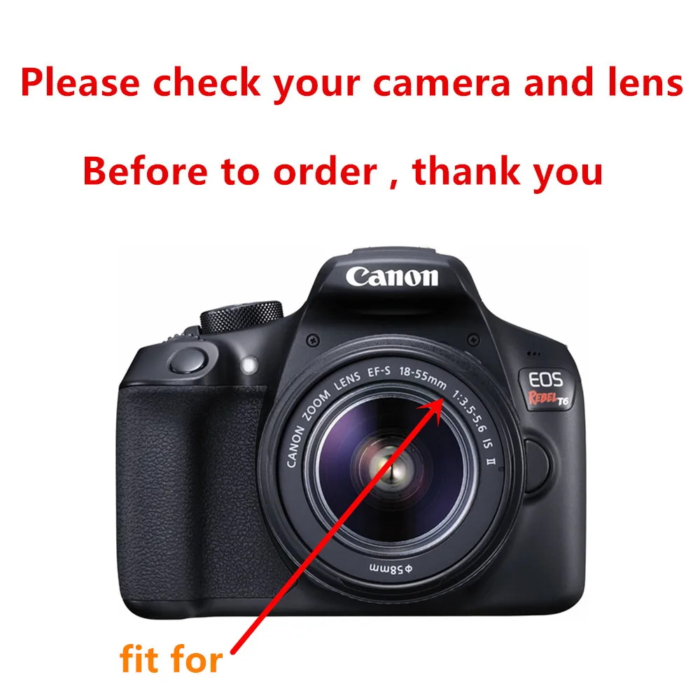 УФ-фильтр + бленда крышка объектива чистящая ручка 58 мм для Canon EOS 90D 1500D 2000D 3000D 4000D