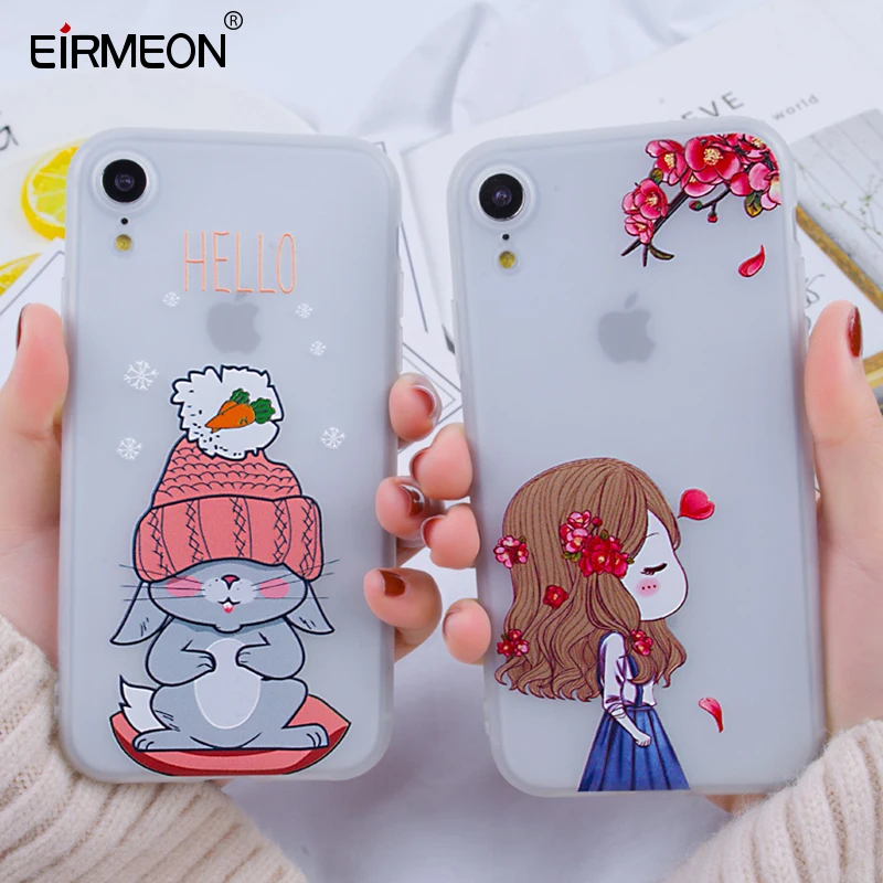 EIRMEON 3D Рельефный цветочный чехол для iPhone 7 8Plus XR XS Max 5 6 6S Plus X матовый мягкий