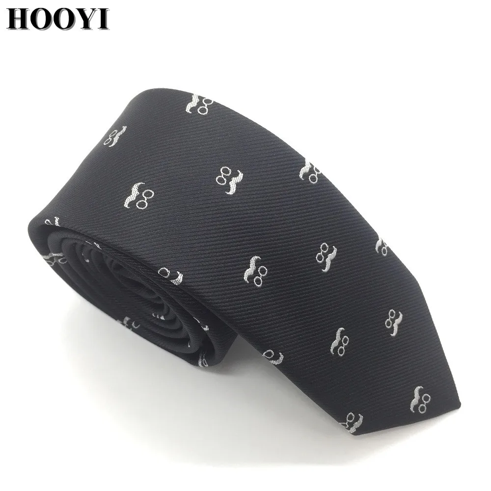 HOOYI Dog Pattern Skinny Ties For Men Fashion Party Black Necktie Cartoon Gift | Аксессуары для одежды