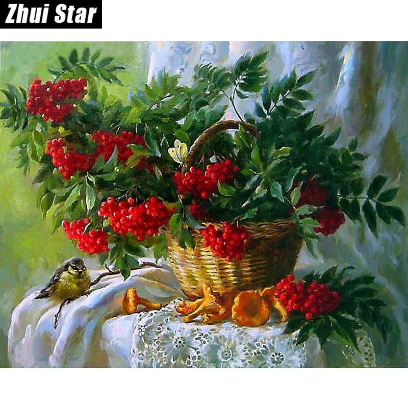 

DIY 5D Diamond Mosaic Diamond Painting Cross Stitch Floral Baskets Kit Diamonds Embroidery Square Drill Home Decoration