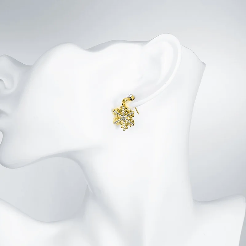 

Light snowflake White Cubic Zirconia gold dangle earrings for women fashion Cute jewelry E2144
