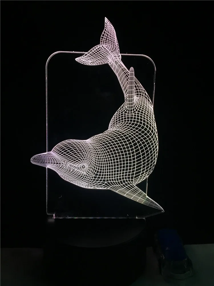 3d лампа в виде животного Дельфина светодиодная RGB Лампочка USB настроение Ночной