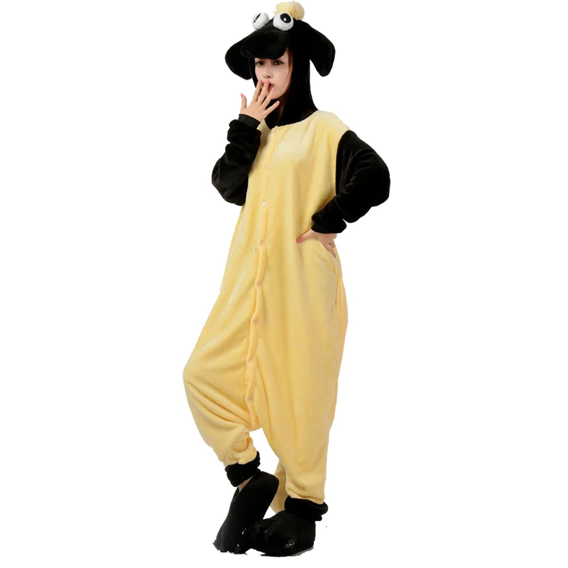 Забавный мультфильм кигуруми пижамы овечки Onesie с капюшоном Шон Комбинезоны для
