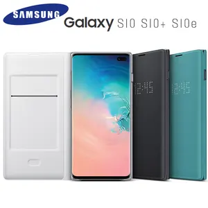 for samsung s10 official original galaxy s10 led wallet cover flip cover galaxy s10 plus s10e smart card pocket leather case free global shipping