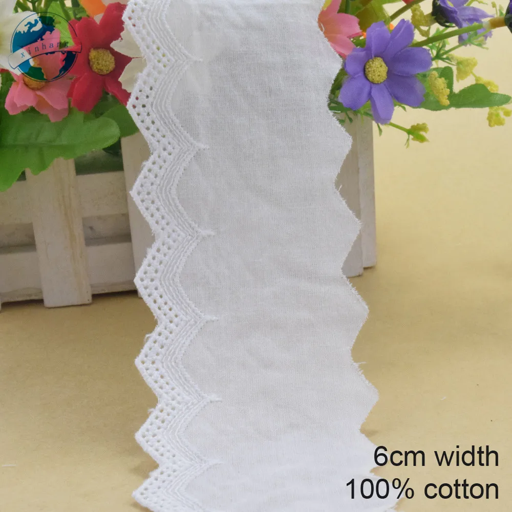 

10yards 6cm wide white lace cotton embroid lace sewing ribbon fabric guipure diy trims warp knitting DIY Garment Accessories3170