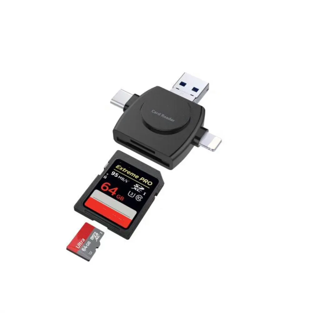 4 в 1 TF/MicroSD карты высокого Скорость OTG картридер Micro Тип usb C для телефона Android и iPhone